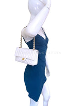 Chanel Vintage White Caviar Medium Classic Double Flap Bag 24k GHW 4RF