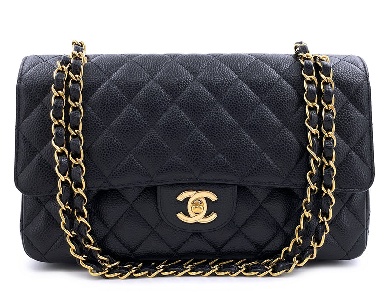 Chanel 2007 Vintage Black Caviar Medium Classic Double Flap Bag 24k GHW D3R