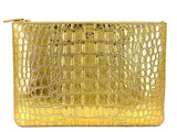 Chanel 19A Egypt Paris-New York Crocodile Print Gold Clutch Bag O Case Large OJJ