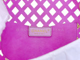Chanel White Pink Diamond Cutout See Through Medium Flap Bag GHW