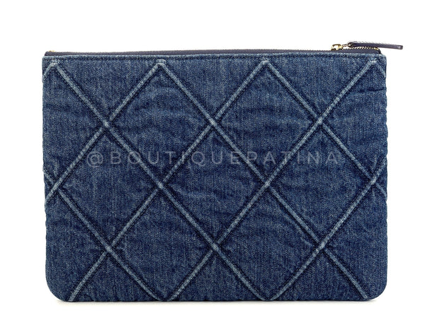 Chanel 19 Blue Denim Medium O Case Clutch Bag GHW U11