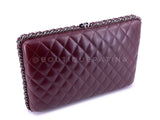 Chanel 2012 Bordeaux Burgundy Oversizsed Hard Quilted Chain Around Clutch Bag RHW