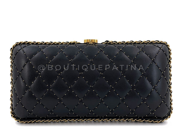 Chanel 2021 Stud Motif CC Chain Around Evening Quilted Clutch Bag