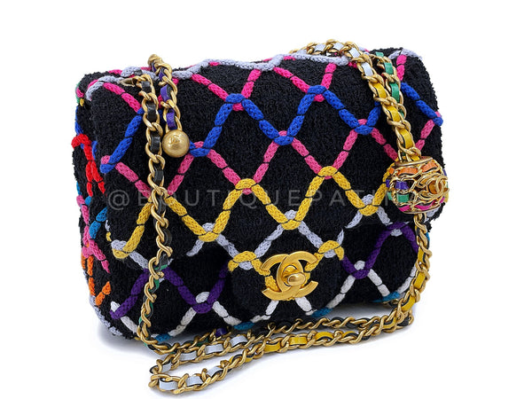 Chanel 2022 Rainbow Roped Square Mini Pearl Crush Flap Bag GHW