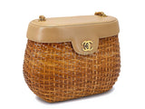 Chanel 1997 Vintage Wicker and Beige Lambskin Basket Vanity Bag