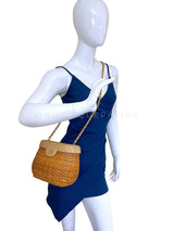 Chanel 1997 Vintage Wicker and Beige Lambskin Basket Vanity Bag