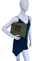 Chanel Khaki Green Contrast Stitch CC Large O Case Clutch Bag