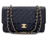 Chanel 2005 Vintage Black Caviar Medium Classic Double Flap Bag 24k GHW D3R