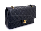 Chanel 2005 Vintage Black Caviar Medium Classic Double Flap Bag 24k GHW D3R