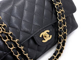 Chanel 2005 Vintage Black Caviar Medium Classic Double Flap Bag 24k GHW D3R