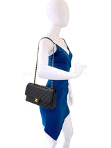 Chanel 2005 Vintage Black Caviar Medium Classic Double Flap Bag 24k GHW D3R