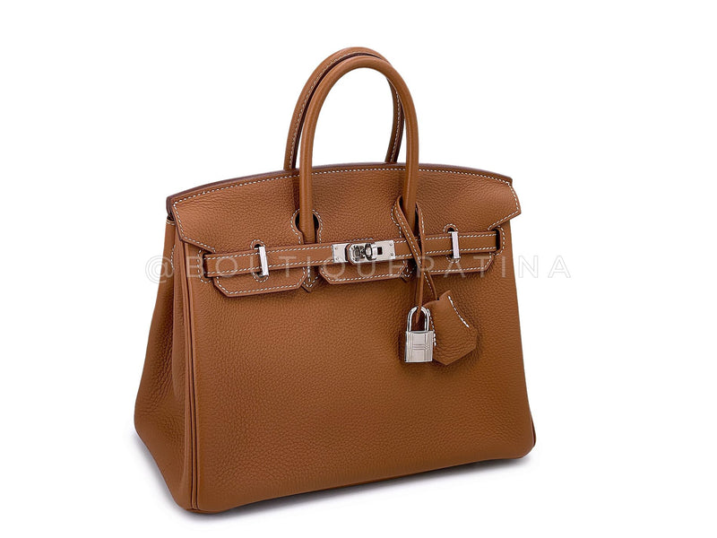 Hermès Gold Togo Beige Brown Birkin 25 Tote Bag Palladium PHW PPK