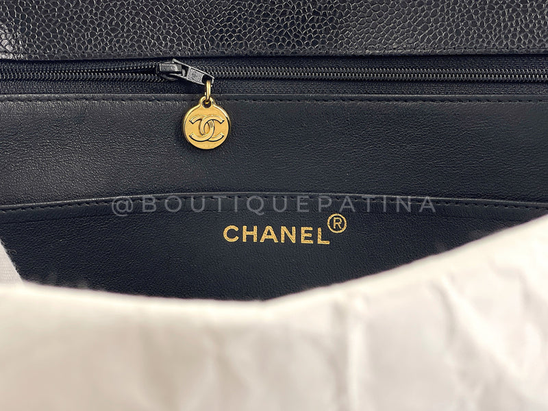 Chanel 1995 Vintage Black Caviar Briefcase Tote Bag 24k GHW