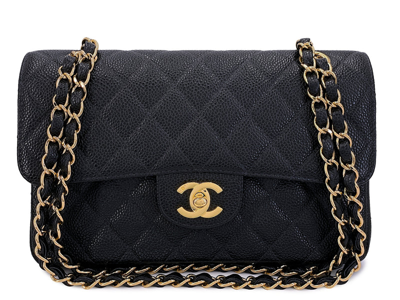 Chanel Vintage Small Caviar Classic Flap Bag Black 24k GHW 2003