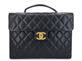 Chanel 1997 Vintage Black Caviar Briefcase Tote Bag 24k GHW YDR