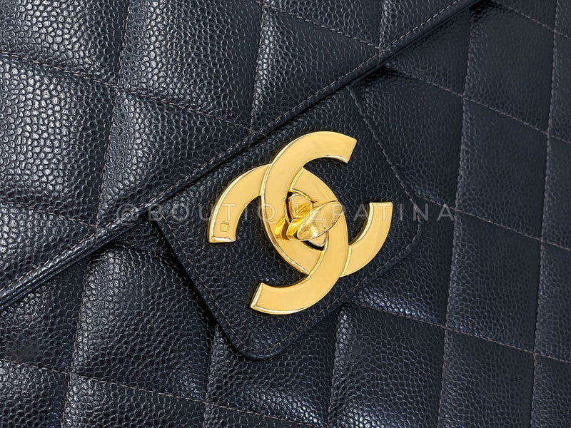 Chanel 1997 Vintage Black Caviar Briefcase Tote Bag 24k GHW YDR