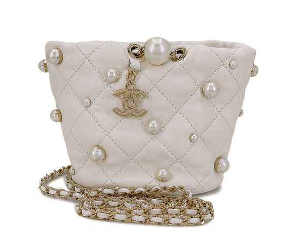 Chanel Cream Mini Pearl Bucket Bag (excellent)