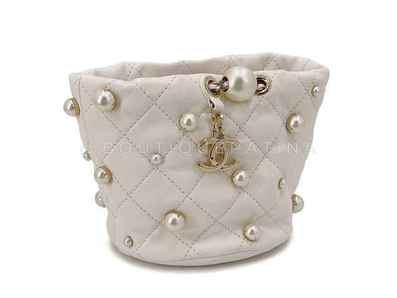 Chanel Cream Mini Pearl Bucket Bag (excellent)