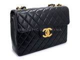 Chanel 1996 Vintage Black Jumbo Classic Flap Bag 24k GHW Lambskin  3QC