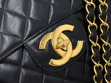 Chanel 1996 Vintage Black Jumbo Classic Flap Bag 24k GHW Lambskin  3QC