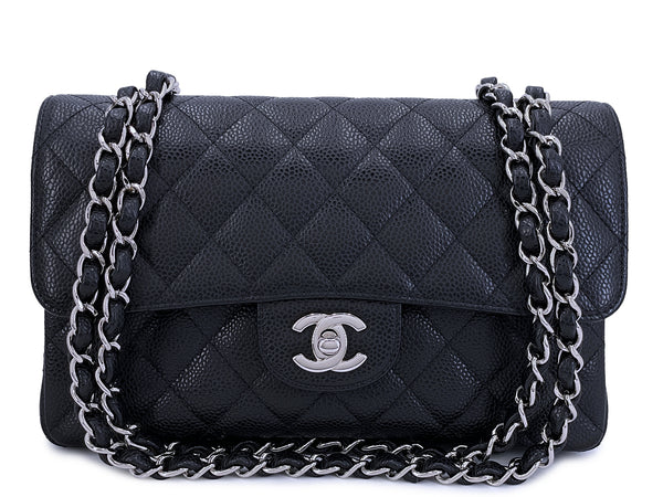 Chanel Black Caviar Small Classic Double Flap Bag SHW