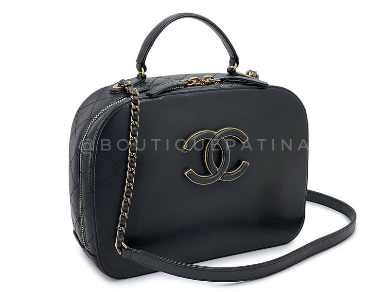 Chanel Black Luxe Vanity Case Bag Coco Curve GHW 36V