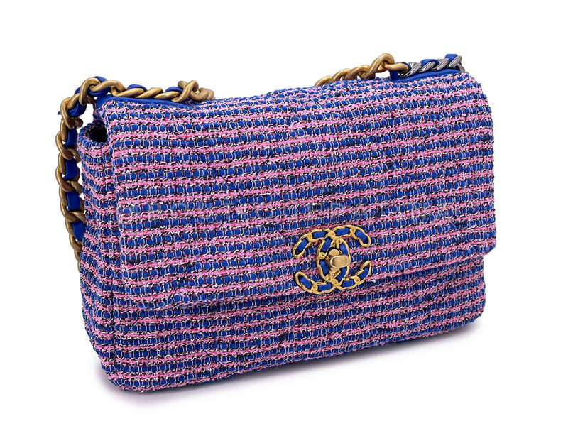 Chanel 19 Bag Violet/Blue/Pink Tweed Small-Medium Flap