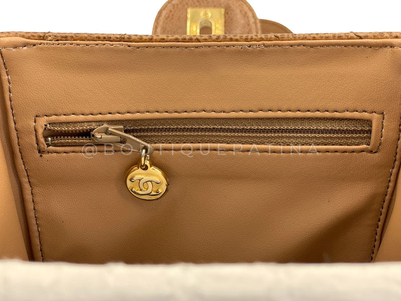 Chanel Vintage Caviar Caramel Brown Chevron Encircled CC N/S Vanity Case Bag
