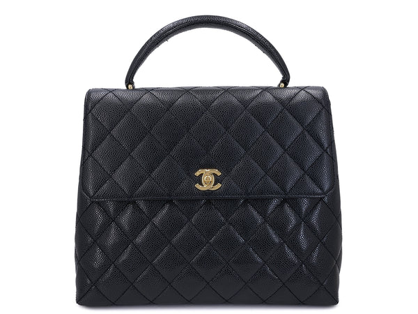 Chanel Vintage Caviar Kelly Bag Black 2002 24k GHW KET