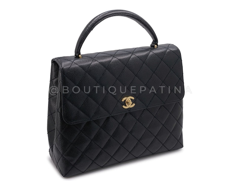 Chanel Vintage Caviar Kelly Bag Black 2002 24k GHW KET