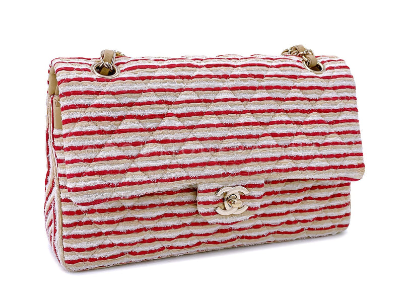 Chanel Coco Sailor Medium Flap Red Striped Classic Double GHW 2014 Bag ZQB