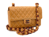 Chanel Vintage Tortoise Classic Flap Beige Caramel Lambskin 1996 Bag 24D