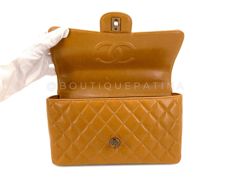 Chanel Vintage Tortoise Classic Flap Beige Caramel Lambskin 1996 Bag 24D