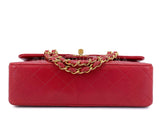 Chanel Vintage Red Small Classic Flap Bag 24k GHW Lambskin Double 1988 2KW