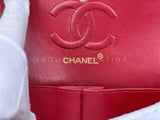 Chanel Vintage Red Small Classic Flap Bag 24k GHW Lambskin Double 1988 2KW