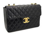 Chanel Vintage Caviar Jumbo Flap Bag Classic Black 24k GHW 1995 THW