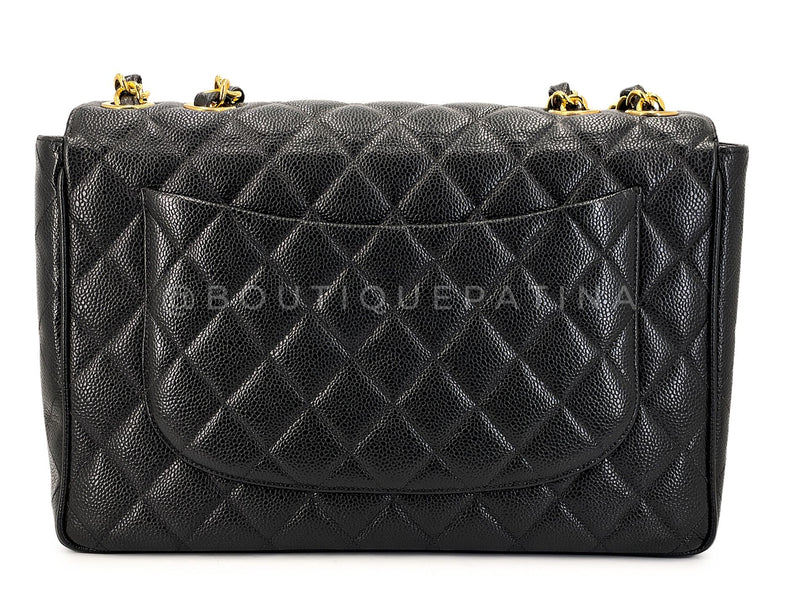 Chanel Vintage Caviar Jumbo Flap Bag Classic Black 24k GHW 1995 THW