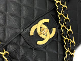 Chanel Vintage Caviar Jumbo Flap Bag Classic Black 24k GHW 1995 THW