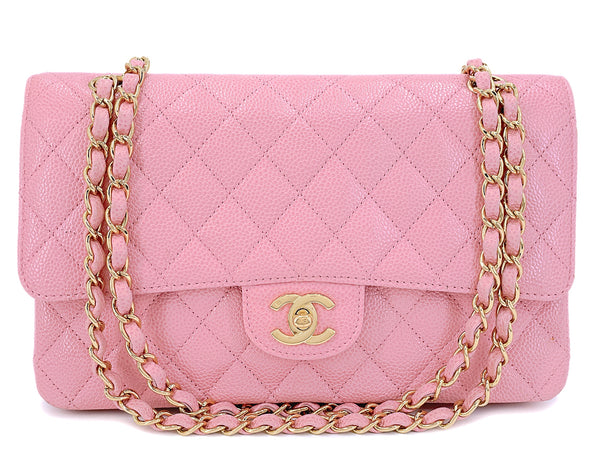 Chanel 2005 Vintage Pink Sakura Caviar Medium Classic Double Flap Bag 24k GHW BPI