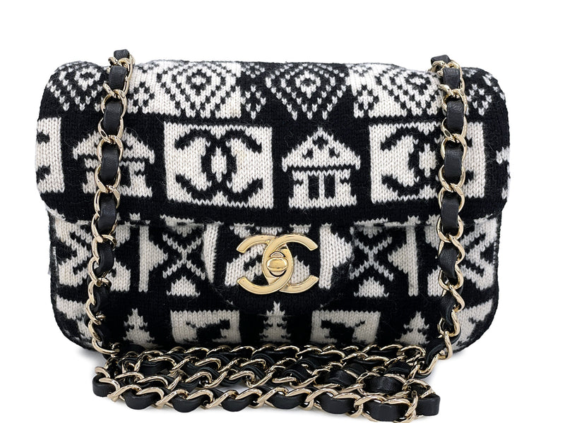 Chanel Coco Neige Rectangular Mini Flap Bag Cashmere Knit NE0