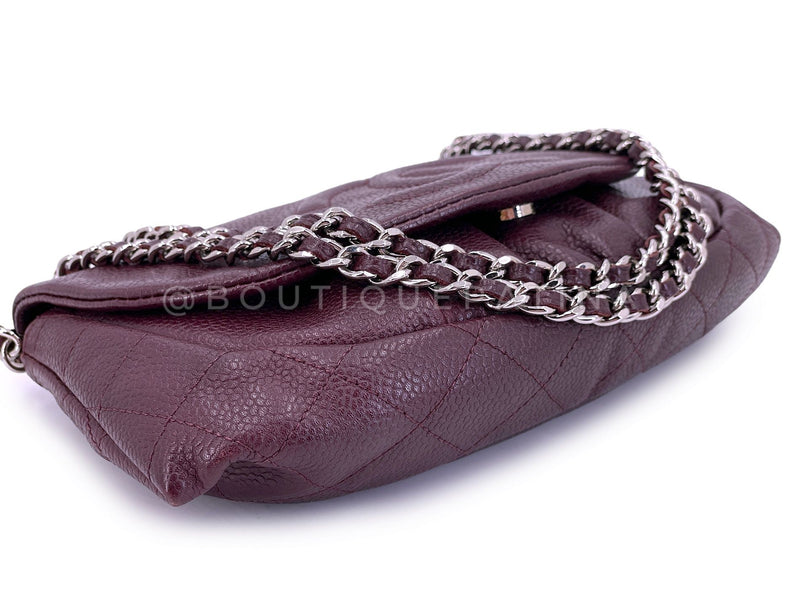 Chanel Caviar Wine Burgundy Half Moon WOC Wallet on Chain Flap Bag B34