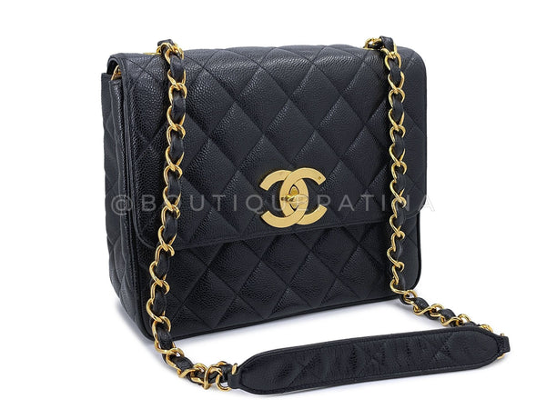 Chanel Vintage Caviar Tall Flap Bag Crossbody Black 1994 24k GHW Crossbody