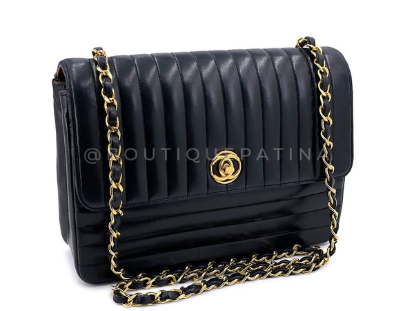 Chanel Vintage Mademoiselle Encircled CC Crossbody Flap Bag Black Lambskin