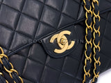 Chanel Black Vintage Jumbo Classic Flap Bag 24k GHW Lambskin GRP