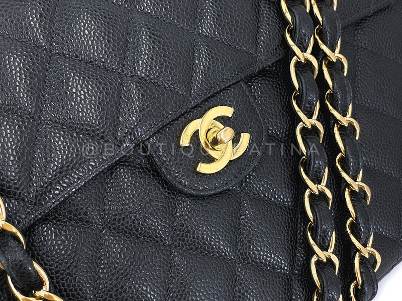 Chanel Black Vintage Caviar Jumbo Flap Bag 2004 Classic 24k GHW UVR