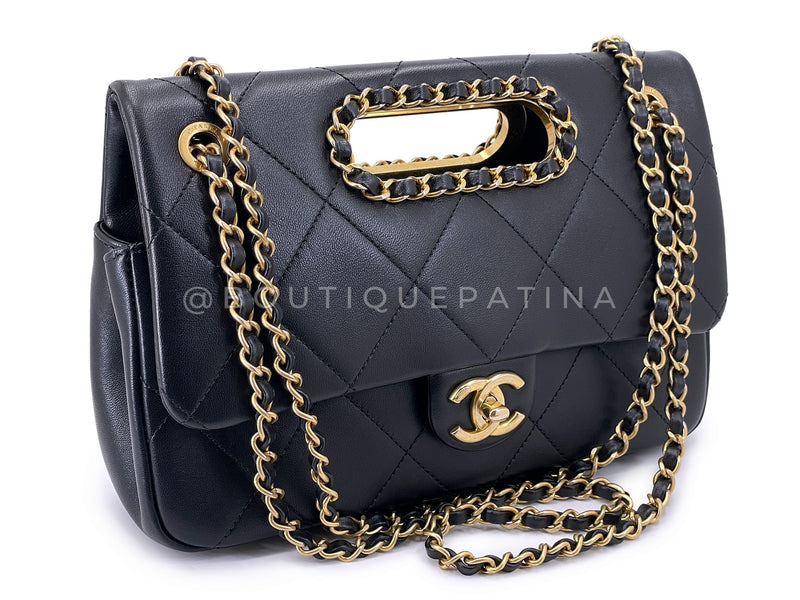 Chanel Black Chain Handle A Real Catch Flap Bag GHW  4LY