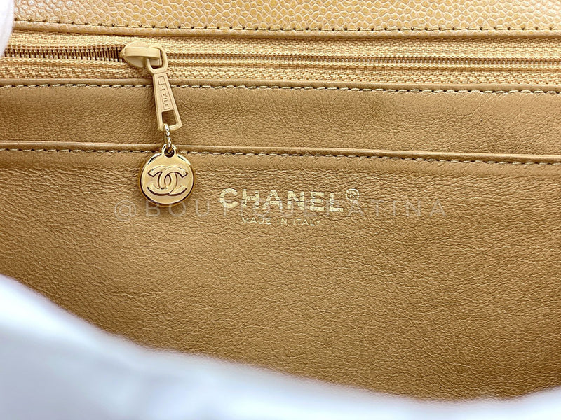 Chanel Vintage Beige Caviar Kelly Flap Bag 24k GHW 2003 2D7