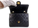 Chanel Vintage 1990 Black Mini Flap Bag Classic Lambskin 20cm 24k GHW FEL