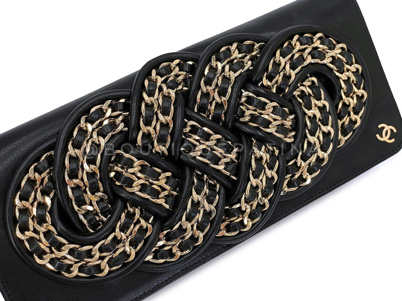 Chanel Vintage Knotted Chains Evening Clutch 2008 Bag Black 