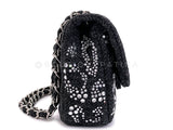 Chanel 2010 Leopard Crystal Studded Wool Tweed Classic Flap Bag SHW MM1